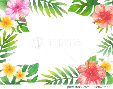 水彩芙蓉花畫框 水彩芙蓉花畫框 139629548
