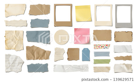 Paper collage design element set Paper collage design element set 139629571
