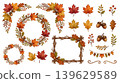 Hand-painted autumn leaves and acorn frame decoration set 139629589