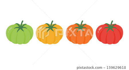 Flat Cartoon Tomato Set, Vector Illustration. Green Yellow Orange and Red Tomato Collection Isolated. Fresh Vegetable Ripeness Stages, Food Design, Farm Produce Clipart Flat Cartoon Tomato Set, Vector Illustration. Green Yellow Orange and Red Tomato Collection Isolated. Fresh Vegetable Ripeness Stages, Food Design, Farm Produce Clipart 139629618