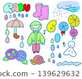 A set of simple and cute watercolor illustrations for rainy days. 139629632