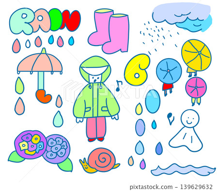 一套簡單可愛的水彩插畫,適合下雨天欣賞。 一套簡單可愛的水彩插畫,適合下雨天欣賞。 139629632