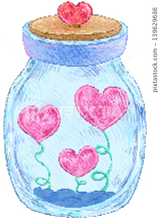 Hearts jar in pixel art 139629686