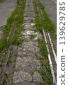 Abandoned railway tracks covered in grass 139629785