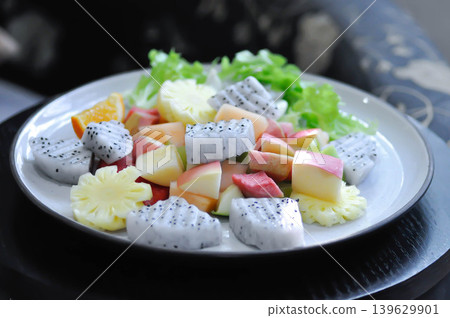 fruit salad or fruit and vegetable salad or dragon fruit , pineapple and apple salad fruit salad or fruit and vegetable salad or dragon fruit , pineapple and apple salad 139629901
