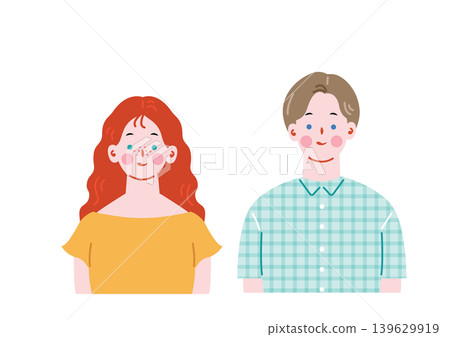 Illustration of a young white man and woman Illustration of a young white man and woman 139629919