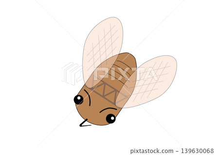 An illustration of a cute cicada flying with its wings spread. An illustration of a cute cicada flying with its wings spread. 139630068