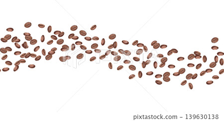 A seamless border of scattered coffee beans. Creates a dynamic atmosphere and emphasizes naturalness. Ideal for branding, advertising, cafe menu design, packaging, and websites. A seamless border of scattered coffee beans. Creates a dynamic atmosphere and emphasizes naturalness. Ideal for branding, advertising, cafe menu design, packaging, and websites. 139630138