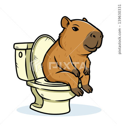 capybara sitting on the toilet capybara sitting on the toilet 139630331
