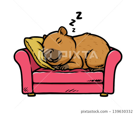 capybara sleeping on the sofa capybara sleeping on the sofa 139630332