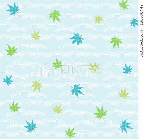 一幅以藍色楓葉漂浮在水面上為背景插圖,展現了初夏的日式風情。 一幅以藍色楓葉漂浮在水面上為背景插圖,展現了初夏的日式風情。 139630448