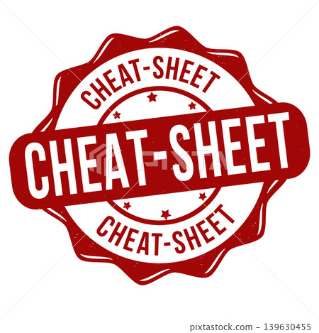 Cheat-sheet label or stamp Cheat-sheet label or stamp 139630455