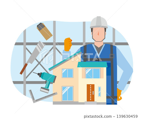 建造房屋的男工人 139630459