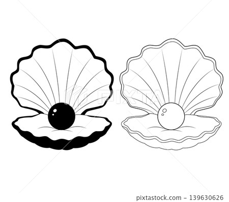 Pearl in the open shell icon. Open seashell sign. Sea and ocean symbol. flat style. Pearl in the open shell icon. Open seashell sign. Sea and ocean symbol. flat style. 139630626