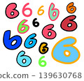 Colorful illustration of the number 6 139630768