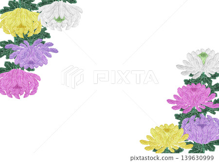 【菊花橫框】手工刺繡插畫素材 【菊花橫框】手工刺繡插畫素材 139630999