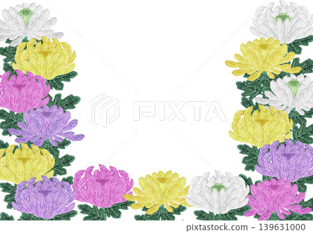 【菊花橫框】手工刺繡插畫素材 【菊花橫框】手工刺繡插畫素材 139631000