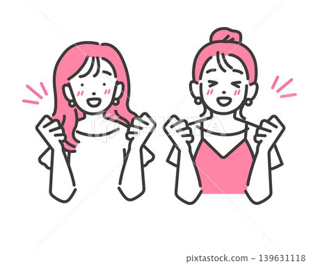 兩個微笑女孩的向量插圖 139631118