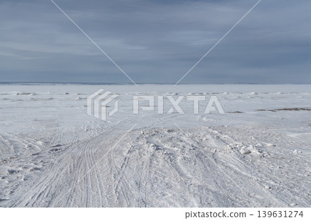 Surface of a frozen river 139631274