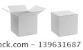 Clay render of open and closed cardboard box  isolated on white background - 3d illustration 139631687