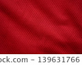 Close up of red football jersey sports clothing fabric texture. 139631766
