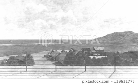 海嘯/洪水疏散演習至高地和疏散塔的 3DCG 影像（圖中無人）。 139631775