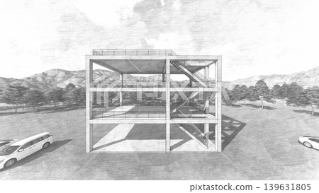 3DCG images of a tsunami/flood evacuation drill to higher ground and an evacuation tower (no people shown). 3DCG images of a tsunami/flood evacuation drill to higher ground and an evacuation tower (no people shown). 139631805