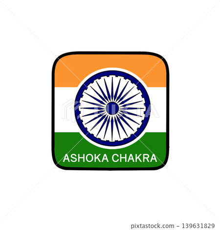 Ashoka Chakra Square Icon, Indian Flag Colors 139631829