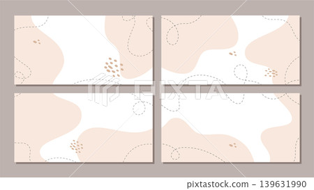 Soft boho abstract blob background set. Organic smooth blob shape and flat form gentle frame. Horizontal banner with simple curvy spot as trendy minimal element in light beige color Soft boho abstract blob background set. Organic smooth blob shape and flat form gentle frame. Horizontal banner with simple curvy spot as trendy minimal element in light beige color 139631990