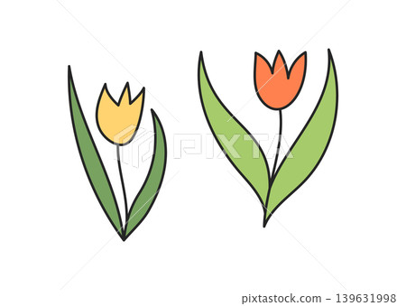Colorful flower sketch with cartoon doodle style and green outline. Nature flower drawing in a cute adventure icon, with graphic and colorfull camp theme for creative elements. Colorful flower sketch with cartoon doodle style and green outline. Nature flower drawing in a cute adventure icon, with graphic and colorfull camp theme for creative elements. 139631998