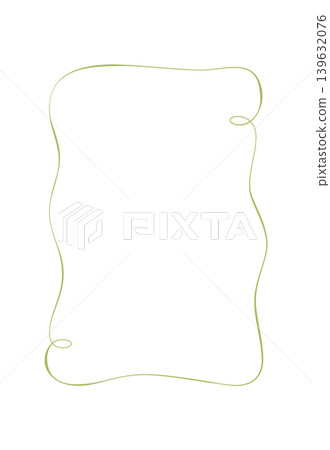 Vintage rectangle frame with elegant curly border in soft green. Romantic ornate outline as simple wedding invite decor. Cute whimsical sketch suits social media post and delicate card template 139632076