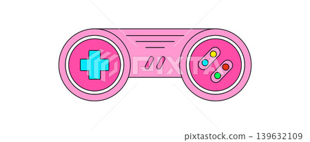 Cool pink y2k cartoon joystick sticker. Retro 90s controller and gamepad reflect fun player vibes in classic game style. Game and controller theme, 2000s feeling, trendy playful pop aesthetic. Cool pink y2k cartoon joystick sticker. Retro 90s controller and gamepad reflect fun player vibes in classic game style. Game and controller theme, 2000s feeling, trendy playful pop aesthetic. 139632109