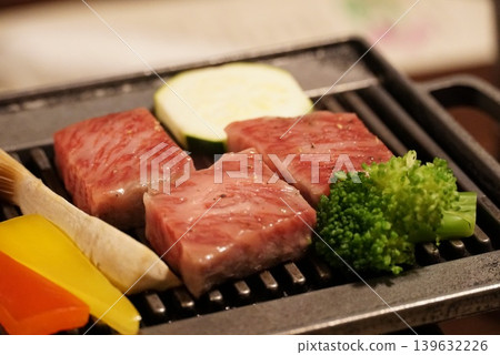 Marbled domestic wagyu beef for thick-sliced steak 139632226