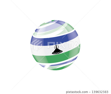 Illustration of globe wrapped in Lesotho flag patterns with subtle shadowing Illustration of globe wrapped in Lesotho flag patterns with subtle shadowing 139632383