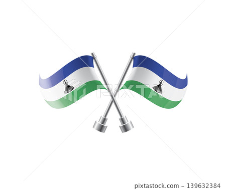 Scalable illustration capturing prideful display of Lesotho national banners Scalable illustration capturing prideful display of Lesotho national banners 139632384