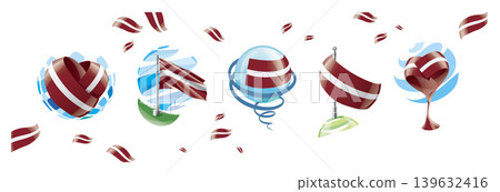 Vector set of the Latvian flag in various creative designs 139632416