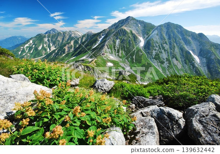 The Tateyama mountain range as seen from Mt. Ryuo. The Tateyama mountain range as seen from Mt. Ryuo. 139632442