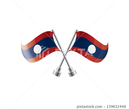 Scalable illustration capturing prideful display of Laos national banners 139632448
