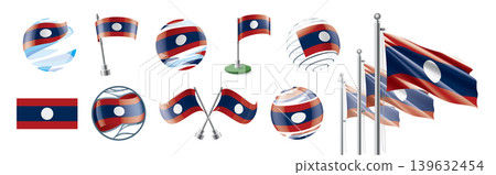 A set of vector Laos flags of different designs A set of vector Laos flags of different designs 139632454