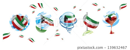 Vector set of the Kuwait flag in various creative designs Vector set of the Kuwait flag in various creative designs 139632467