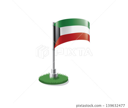 Kuwait flag on a flagpole mounted on the grass Kuwait flag on a flagpole mounted on the grass 139632477