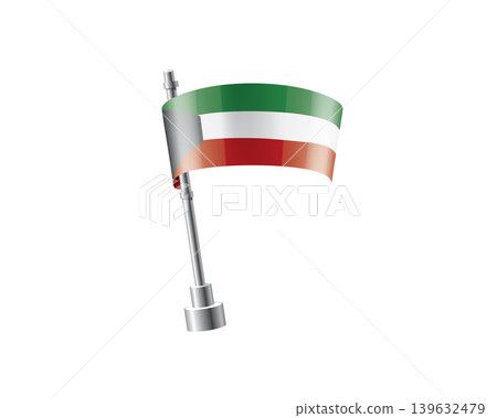 Clean representation showcasing Kuwait flag attached to glossy metal pole Clean representation showcasing Kuwait flag attached to glossy metal pole 139632479