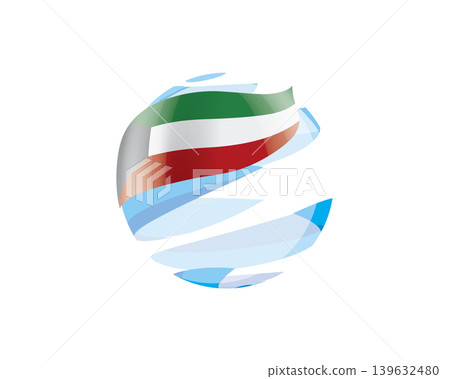 Flat of patriotic globe featuring waving Kuwait flag design Flat of patriotic globe featuring waving Kuwait flag design 139632480