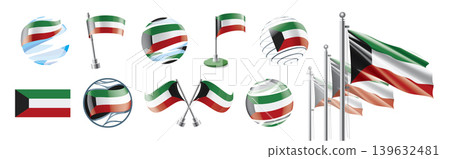 A set of vector Kuwait flags of different designs A set of vector Kuwait flags of different designs 139632481