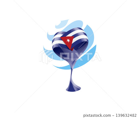Floral emblem of the Cuban flag in the form of a heart 139632482