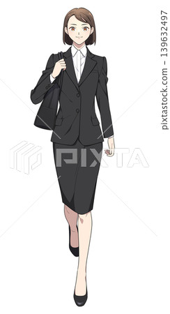 職業婦女行走的插圖（穿著裙裝） 139632497
