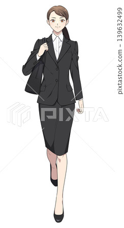 職業婦女行走的插圖（穿著裙裝） 139632499