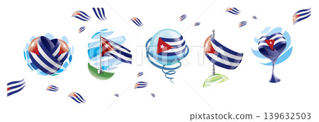 Vector set of the Cuban flag in various creative designs Vector set of the Cuban flag in various creative designs 139632503