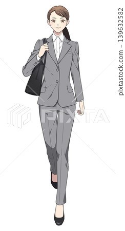 Illustration of a working woman walking (wearing a pantsuit) Illustration of a working woman walking (wearing a pantsuit) 139632582