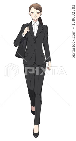 Illustration of a working woman walking (wearing a pantsuit) Illustration of a working woman walking (wearing a pantsuit) 139632583